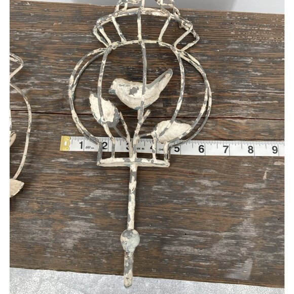 2 Rustic Metal Bird Cage Hooks Leaves Decorative Cottage Core Farmhouse Nature - Picture 9 of 9